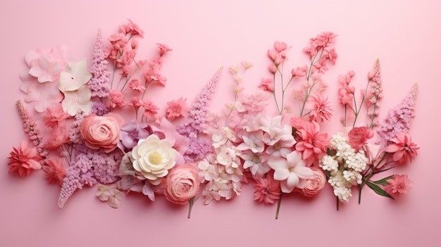 flowers on pink background