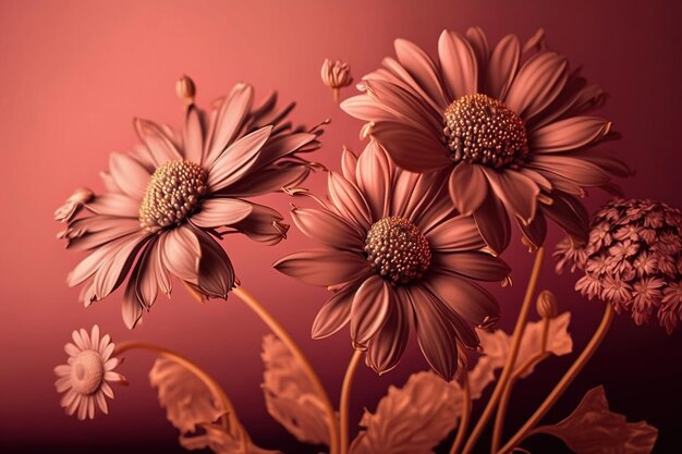 Flowers on a pink background