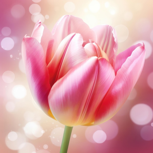 Flowers pink tulip bouquet on matching background