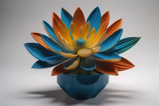 固い色の背景にある鉢の中の花 ai generative