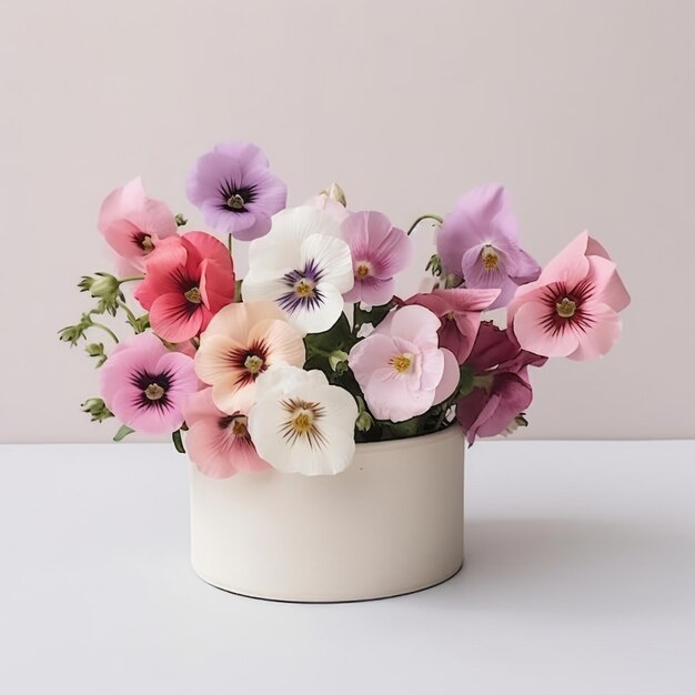 Flowers in pot on white background