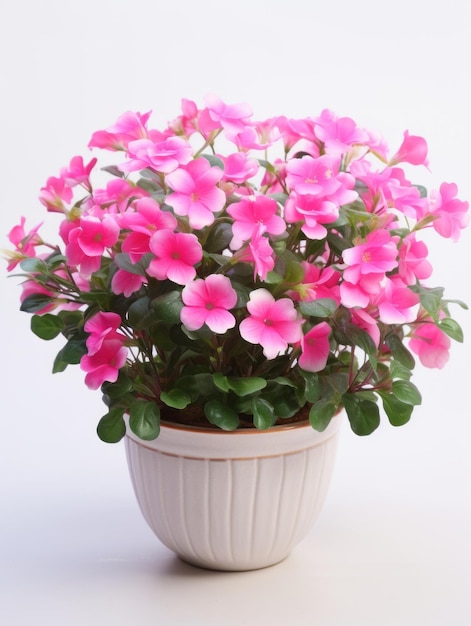 Flowers in pot on white background