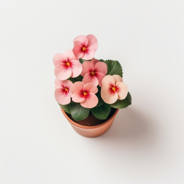 Flowers in pot on white background