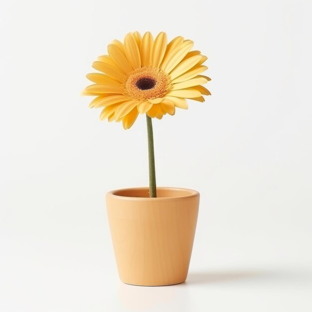 Flowers in pot on white background