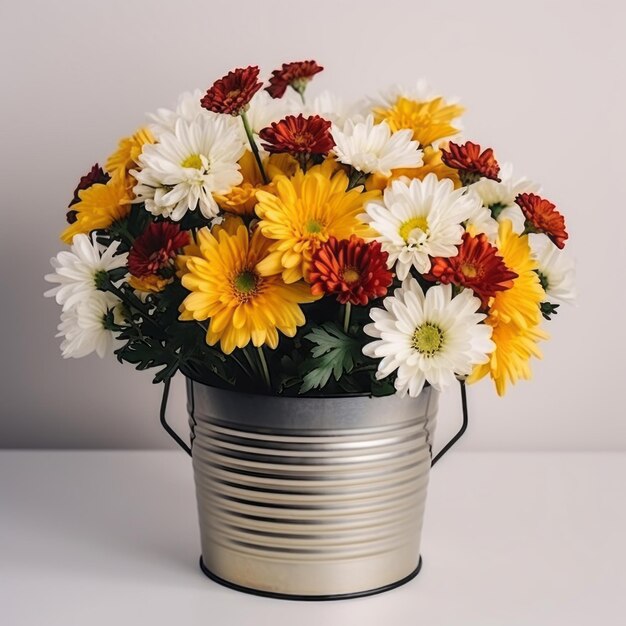 Flowers in pot on white background