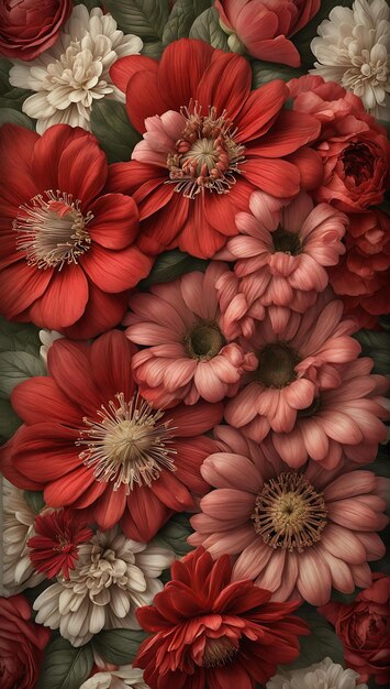 Flowers in red tones