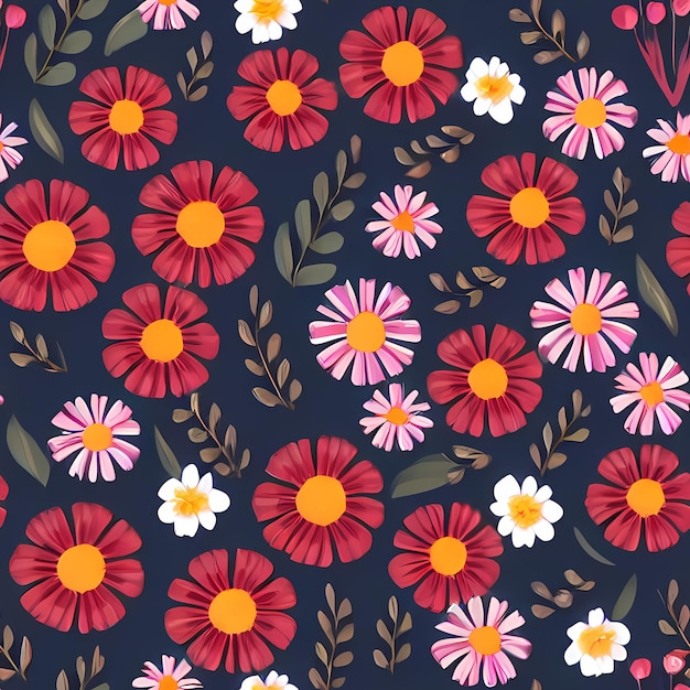 꽃 꽃무늬 벽지용 인쇄 표면 타일 전체에 매끄러운 반복 패턴 섬유 디자인용 Generative AI 담요 쿠션 커튼 의류