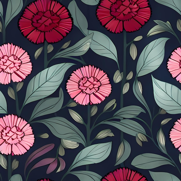Цветы Повторяющийся узор, бесшовный по всей поверхности печати, плитка для цветочных обоев Генеративный ИИ для текстильного дизайна, одеяла, подушки, шторы, одежда