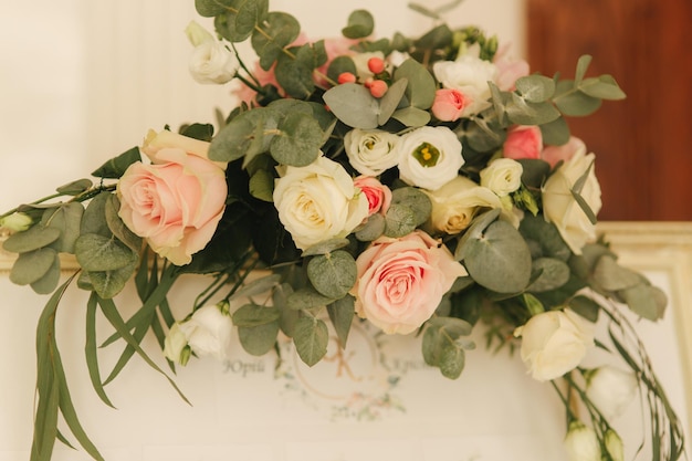 Flowers in restaurant in the wedding day Luxury decor