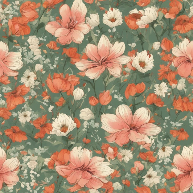 A flowers seamless patten digital art background