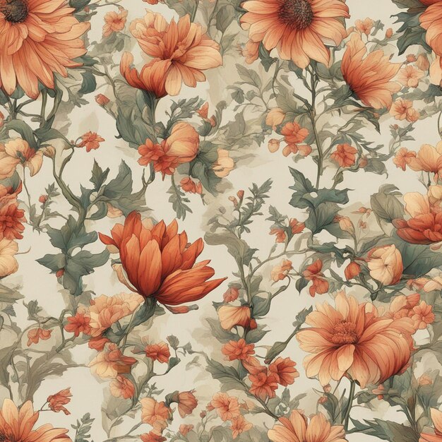 Photo a flowers seamless patten digital art background