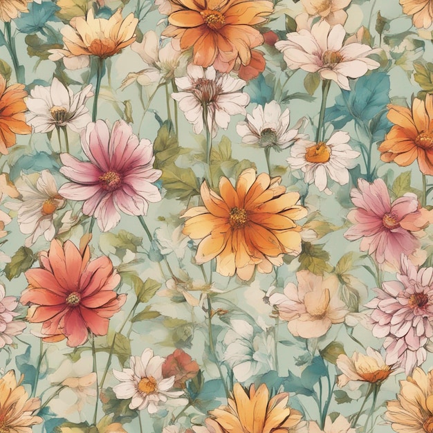 A flowers seamless patten digital art background