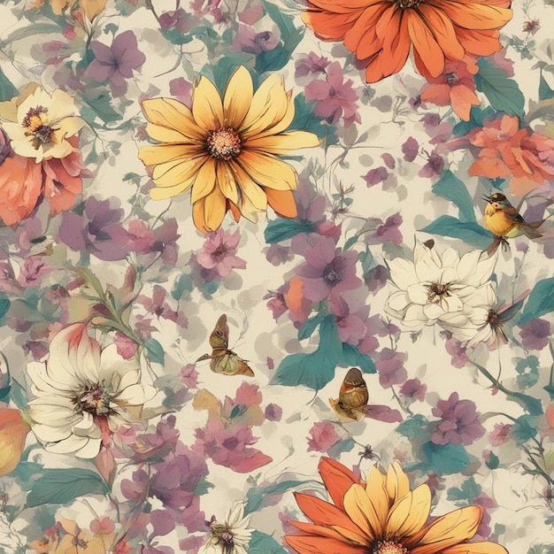 A flowers seamless patten digital art background