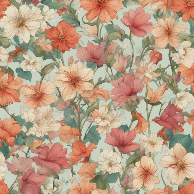花のシームレスなパターン デジタル アートの背景