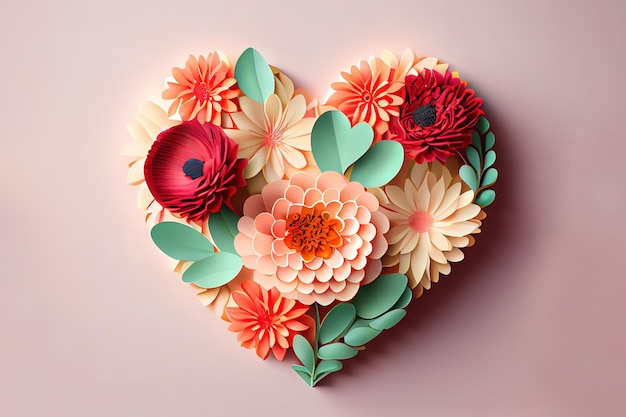 Flowers in the shape of a heart Generative Ai