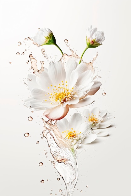 Flowers splash beautiful postcard or place for a subject Generative AI