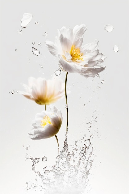 Flowers splash beautiful postcard or place for a subject Generative AI