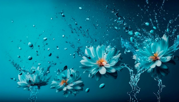 flowers splash beautiful postcard or place for a subject generative ai