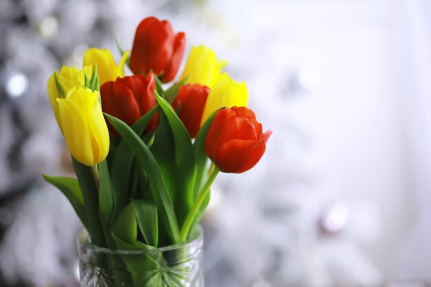 Flowers, spring holidays and home decor concept - Bouquet of beautiful tulips, floral background