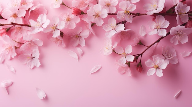 Flowers spring pink background