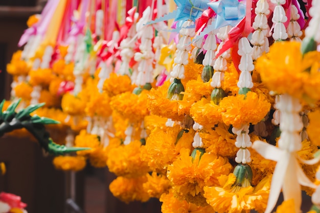 Photo flowers steering for buddhist worship.