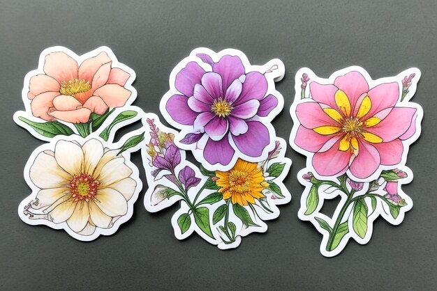 Photo flowers sticker set