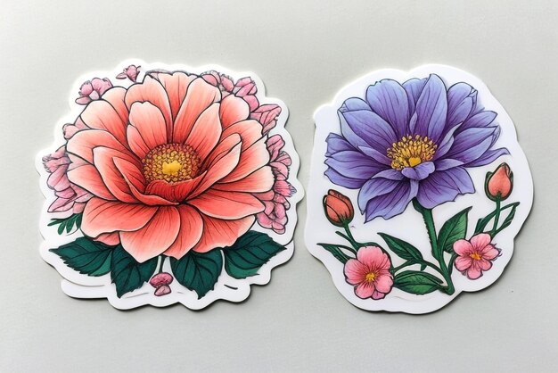 Photo flowers sticker set