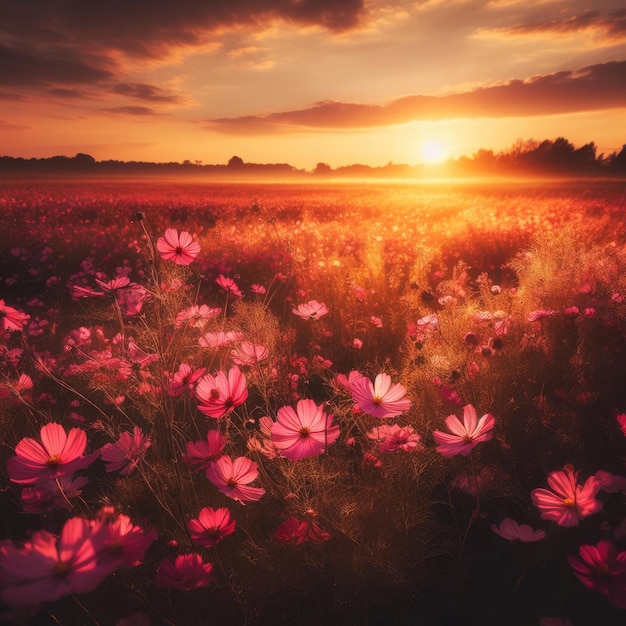 flowers in the sunset background