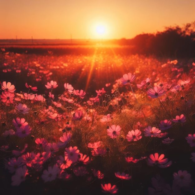 flowers in the sunset background