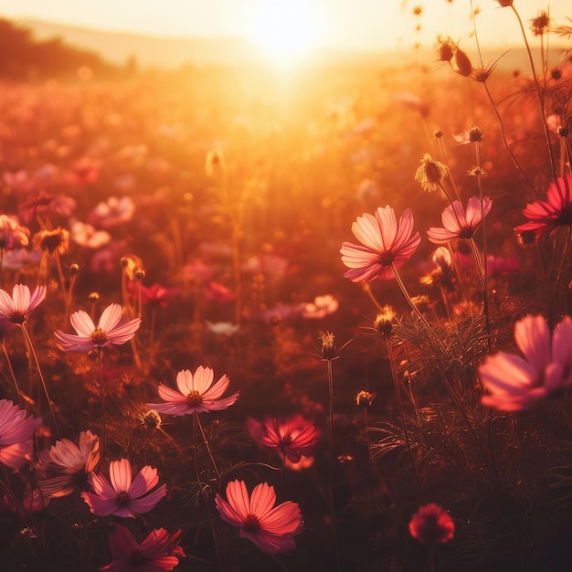 flowers in the sunset background