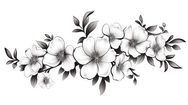 Photo flowers tattoo isolated on white background