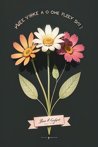 Flowers Text Advertising Poster Propaganda Cover Design Banner Wallpaper Background Illustration