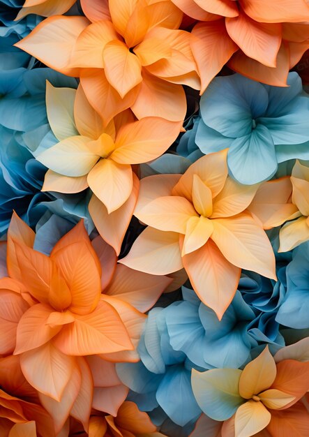 Flowers that are orange and blue in color