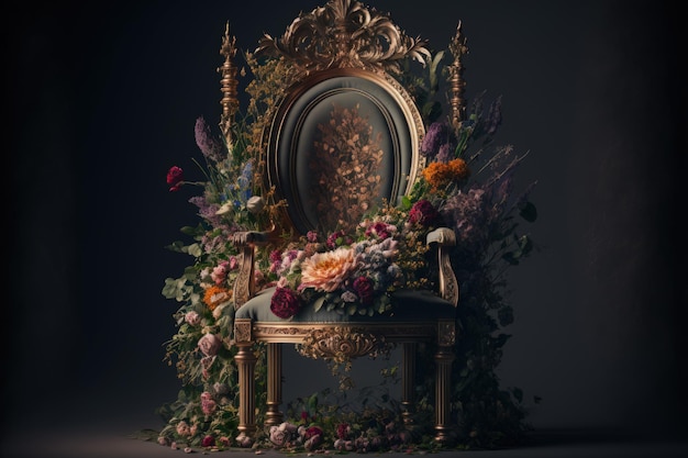 Flowers on a throne