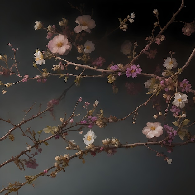 Flowers Twigs Dry image AI Generated