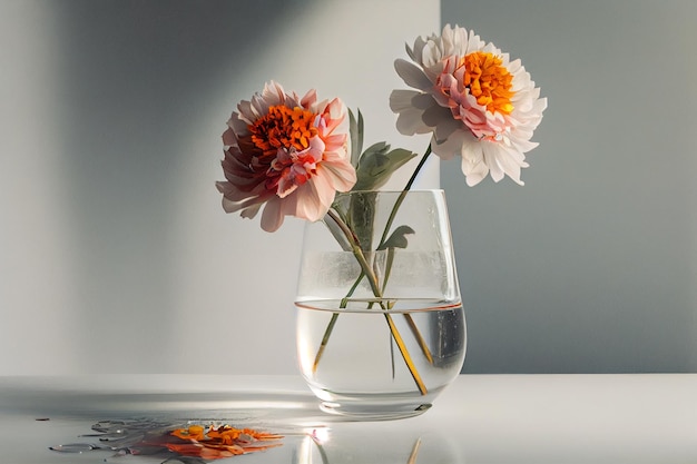 Flowers in a vase with watergenerative ai