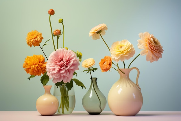 flowers in vases capturing the elegance and beauty of carefully arranged floral displays These visuals showcase the artistry and nature's splendor brought indoors