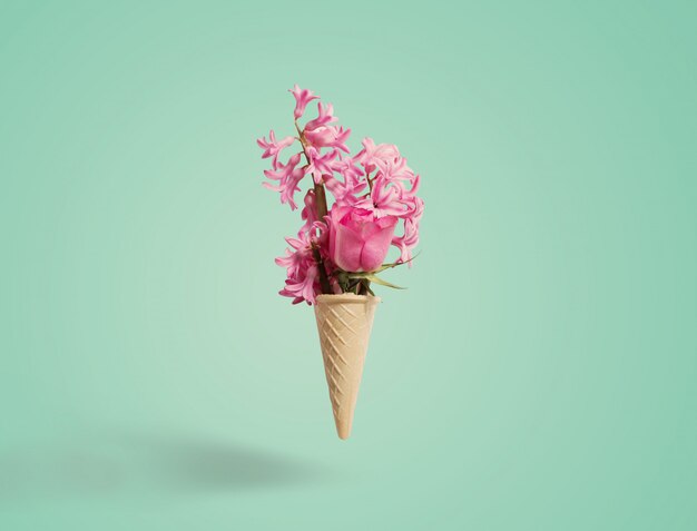 Flowers in a waffle cone