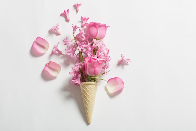 Flowers in a waffle cone