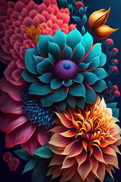 Flowers wallpaper 8k 3d hyperrealistic