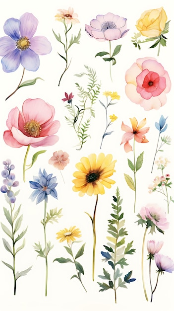 flowers watercolor and flowers clip art