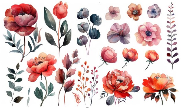 Photo flowers watercolor illustration