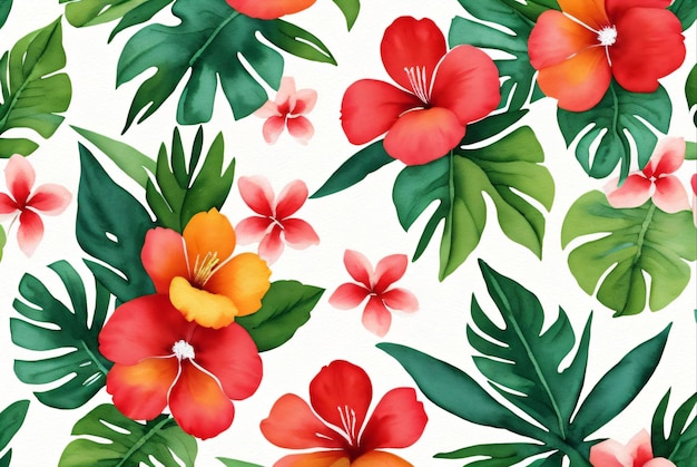 flowers watercolor seamless pattern