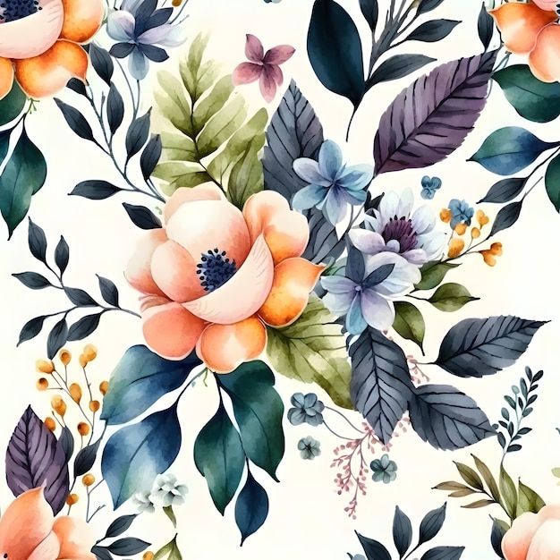 flowers watercolor seamless pattern