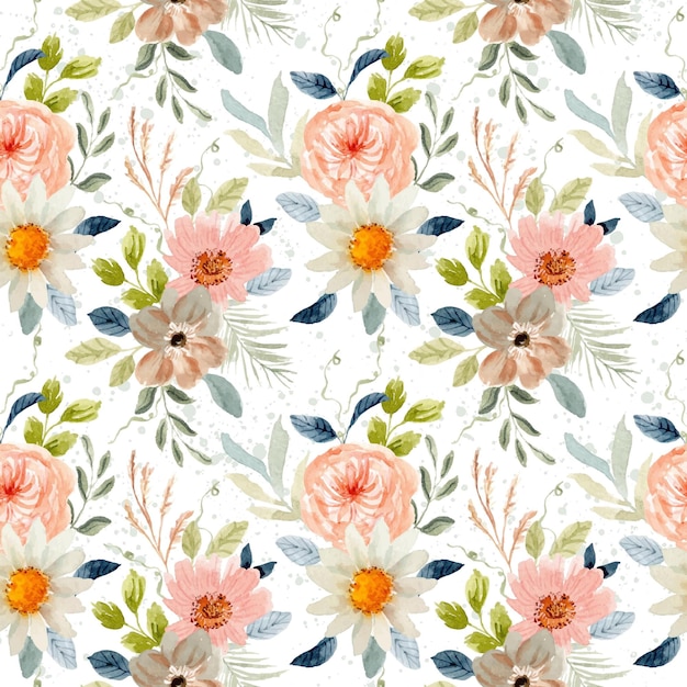 Photo flowers watercolor seamless patterns