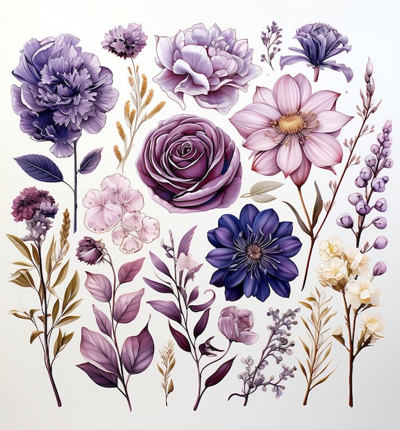 Flowers' watercolor seamless patterns