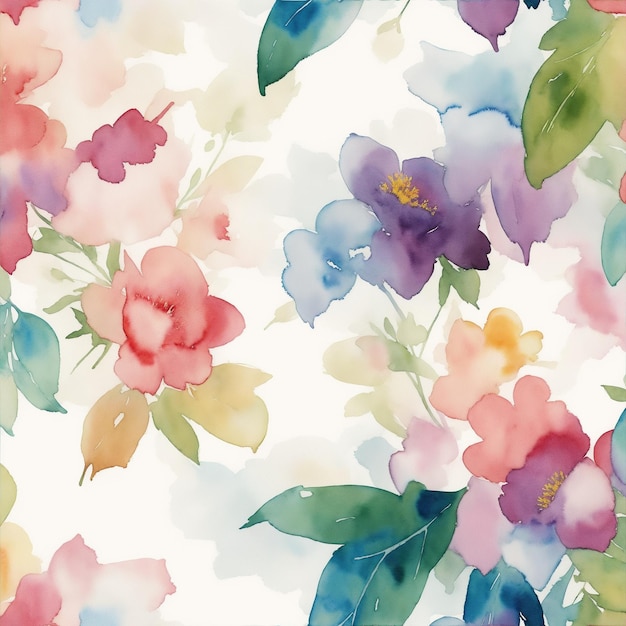 Flowers watercolor seemless patterns