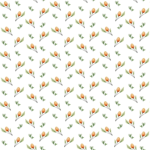 Photo flowers on white background floral seamless pattern