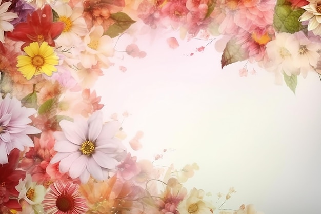 Flowers on a white background with a pink and yellow background