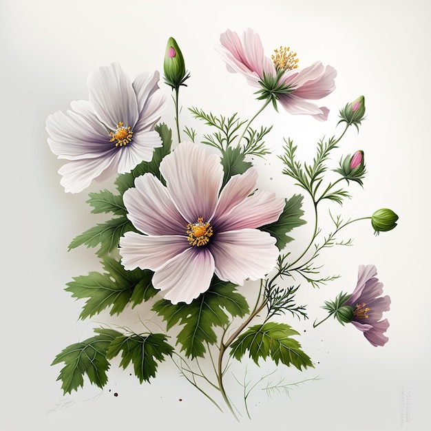 flowers on white background